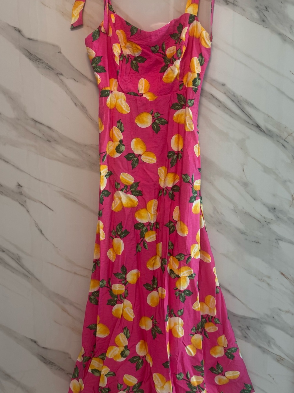 Timing Fuchsia Maxi Dress with Yellow Lemon Print